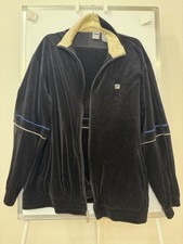 Vintage 90s FILA Men's Black Blue Zip Up Velour Track Jacket Pants Set XL Y2K