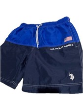 US Polo Assn Colorblock Navy Blue Swim Trunks Board Shorts Men Size M Unlined