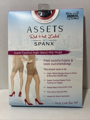 Spanx Assets Red Hot Label Bodyshaper High-Waist Mid-Thigh Blackest Black Size 7