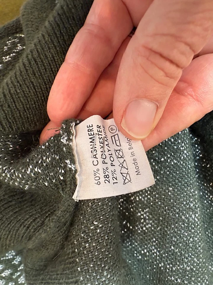 Designer Dries Van Noten Size S Green & Silver Cashmere Blend Women's Jumper - Image 4 of 4