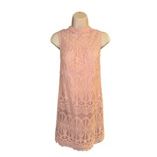 Skyler + Jade pink boho swing dress with lace overlay size L