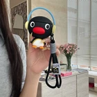 For AirPods 1 2 3 4 Pro 2 Pro 3 Silicone Penguin With Headphones Shockproof Case