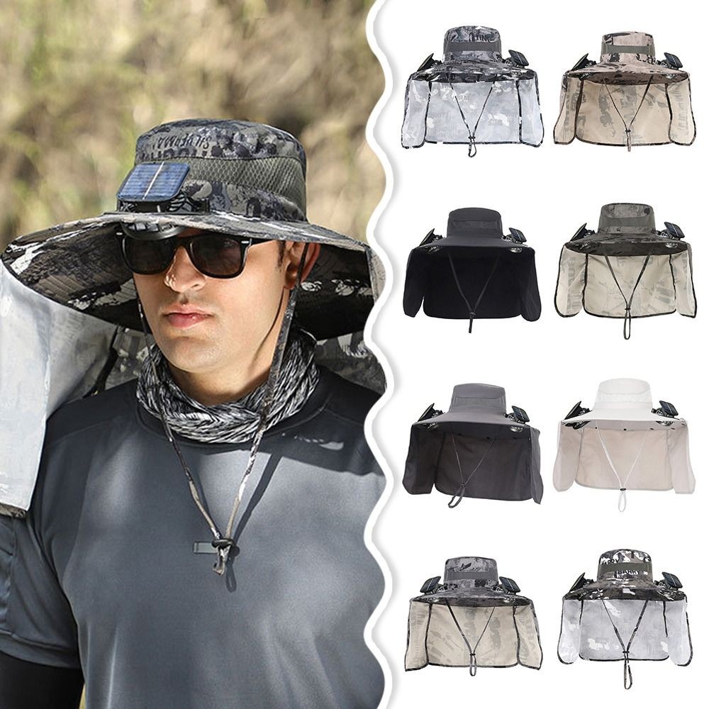 APL Cappello Ventilatore Solare a Tesa Ampia Cappello da Pesca per Pesca Escursionismo Alpinismo