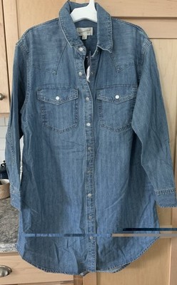 Universal Thread Denim Shirt Dress Blue Womens Size Small Snap Front Long Sleeve