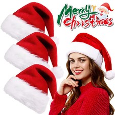 Merry Christmas Hats Long Plush Santa Claus Red Xmas Hats for Adults  Kids Part