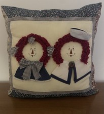 Adorable Raggedy Ann  Andy Decorative Pillow 15x 15 3D Plaid  Floral