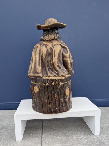 Antique Austrian Ceramic Tobacco Jar Humidor Figural Seated Man w/ Pipe Pottery - Picture 18 of 24