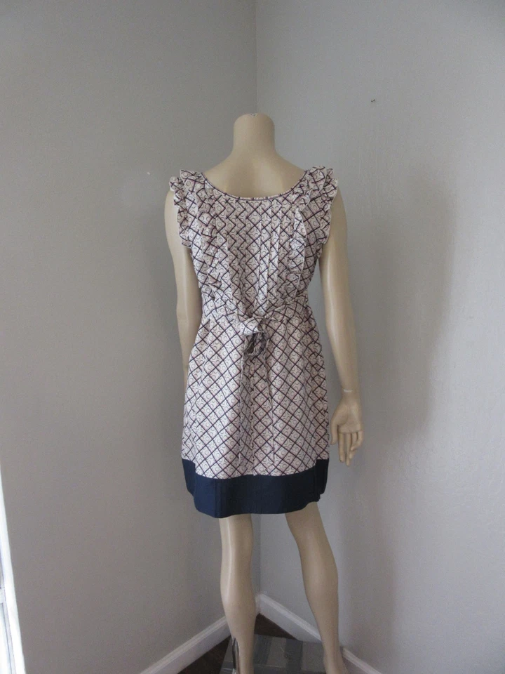 Mini Vestido de Seda JUICY COUTURE Azul Cintura Imperio 6 Sin Mangas Volantes Foto 3 de 4