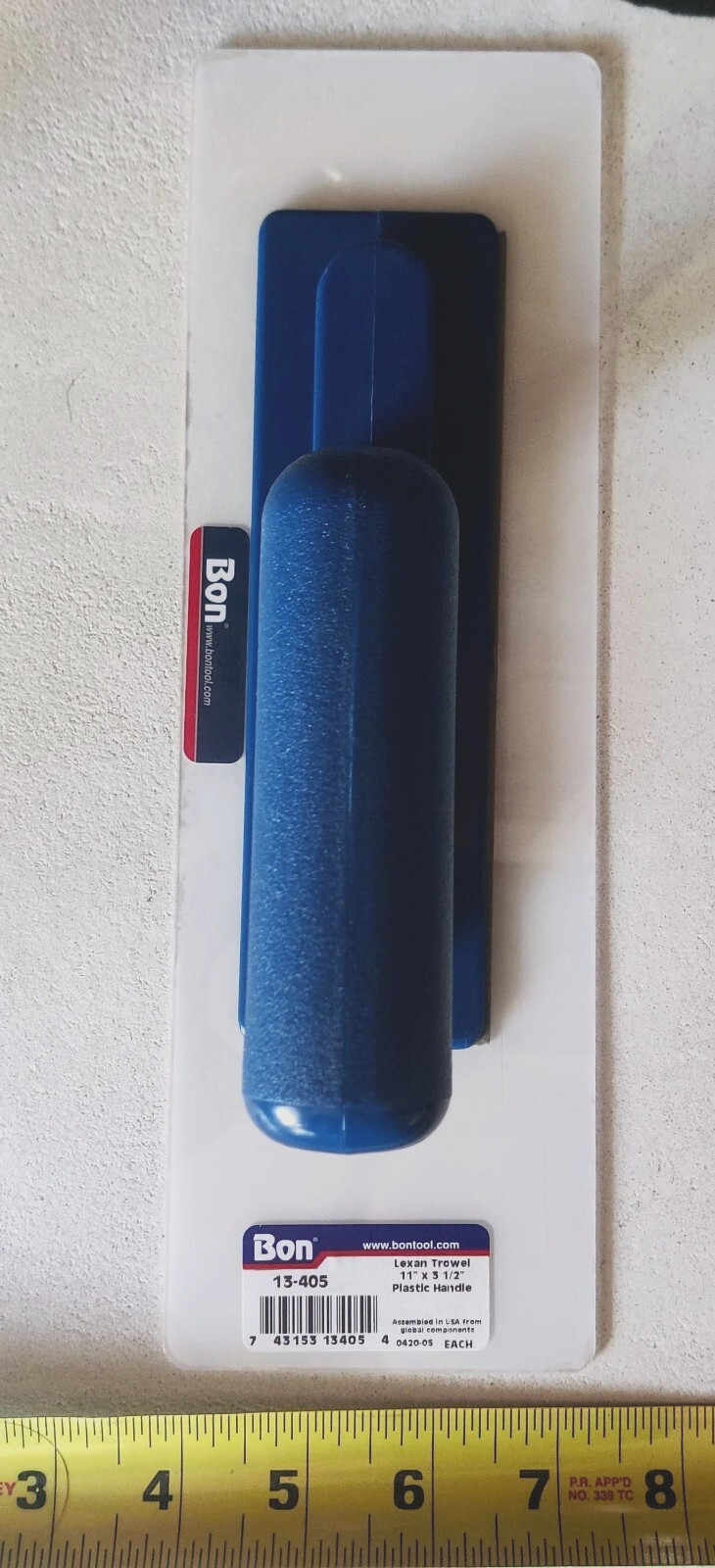 NEW Bon Tool 13-405 Lexan Finishing Trowel 3.5x11" Plastic Handle Concrete