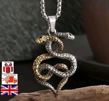 Collana con ciondolo animale serpente doppio retrò vichingo