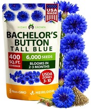 Bachelor Button Seeds Tall Blue - 6000 Cornflower Stunning Blue Blooms for Wi...