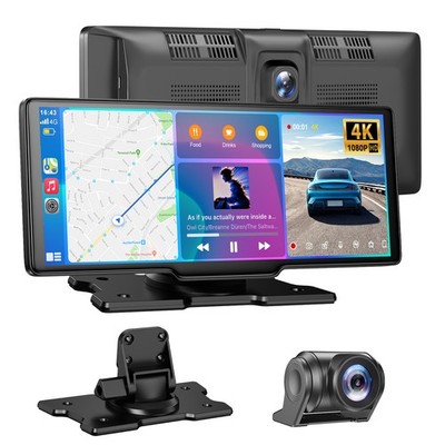 10,26'' Drahtlos Apple Carplay Android Auto BT 4K Vorne Dashcam Rückfahrkamera
