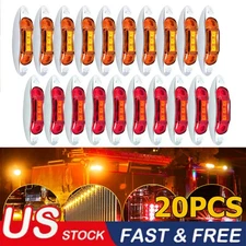 20x Amber Red 3LED 4" Side Marker Lights Clearance Lamp Truck Trailer Waterproof