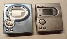 2 x Sharp MD Walkman MD-MT190H/MT180  Discman Recorder Silber + Blau - Defekt 