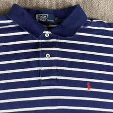 Polo By Ralph Lauren Polo Shirt Mens XL Blue Stripe Cotton Pony Logo Casual Top