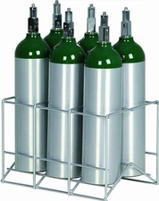 Oxygen Cylinder Rack - Holds 6 D, E, or M9 Medical Oxygen Tanks, Oxygen Storage