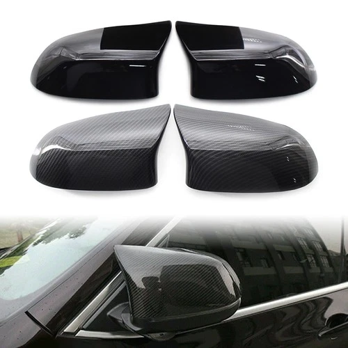 Pair Glossy Black Rear view mirror cover trim For BMW X5 F15 X6 F16 2014-2018