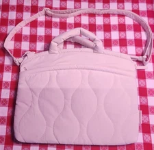 Bagsmart Quilted Off White Laptop Bag With Sholder Strap
