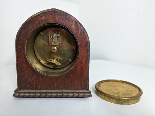 Edwardian Lancet Beehive Wooden Mantel Clock Running but tatty SPARES / REPAIRS - Picture 7 of 12