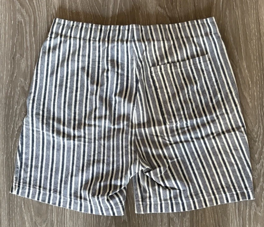 Shorts masculino KENNETH COLE malha macia tamanho grande listra azul branca - Imagem 3 de 4