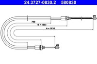 Hinten ATE 24.3727-0830.2 Seilzug, Feststellbremse FüR Peugeot