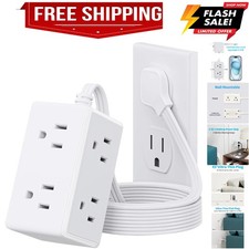 Flat Plug Power Strip, 6Ft Extension Cord with 6 Outlets Extender, Wall Mount...