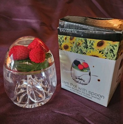 Epicurian Jam Pot With Spoon- Raspberry Top