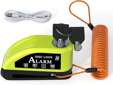 Motorcycle Lock Rechargeable, Alarm Disc Brake with Reminder GREEN 