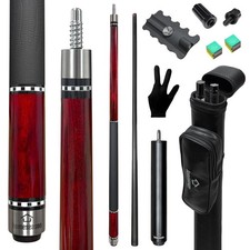 58inch Carbon Fiber Pool Cue Stick with Screwin Extension and Leather Case, 1...