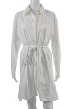 Marc Jacobs Womens White Shirt Dress Collared Button Long Sleeve Midi Size 0