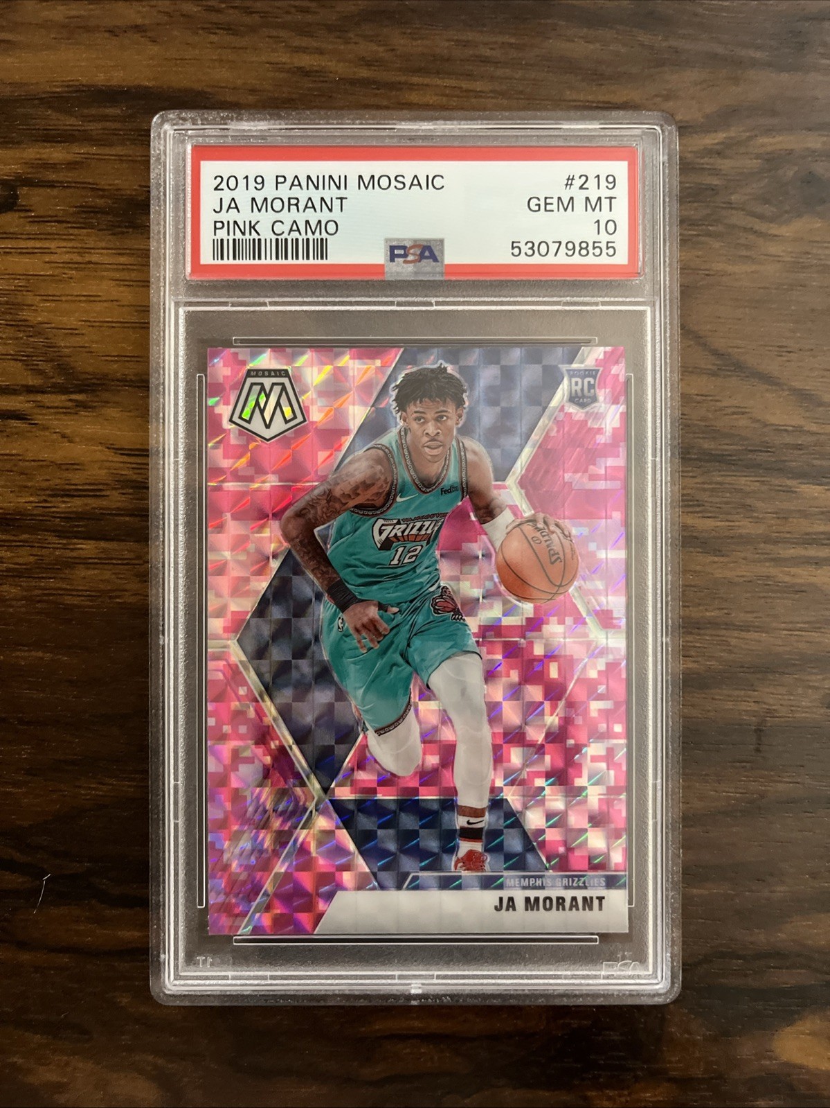 2019-20 Panini Mosaic Ja Morant RC #219 Pink Camo Prizm - PSA 10 Gem Mint