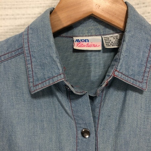 Avon Belted Denim Dress Long Sleeve Pockets Western Style Light Blue 7/8 - Picture 3 of 4