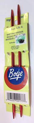 2 New Vintage 1970s Wright's Boye 4 mm US 6 Red Aluminum Knitting Needles 6307-6