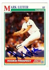 Mark Leiter autographed baseball card (New York Yankees) 1991 Score #727