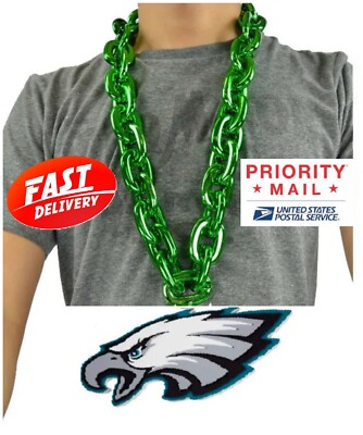 Philadelphia Eagles NFL 3D Foam Fan Chain Necklace-Green Chain-Priority Mail