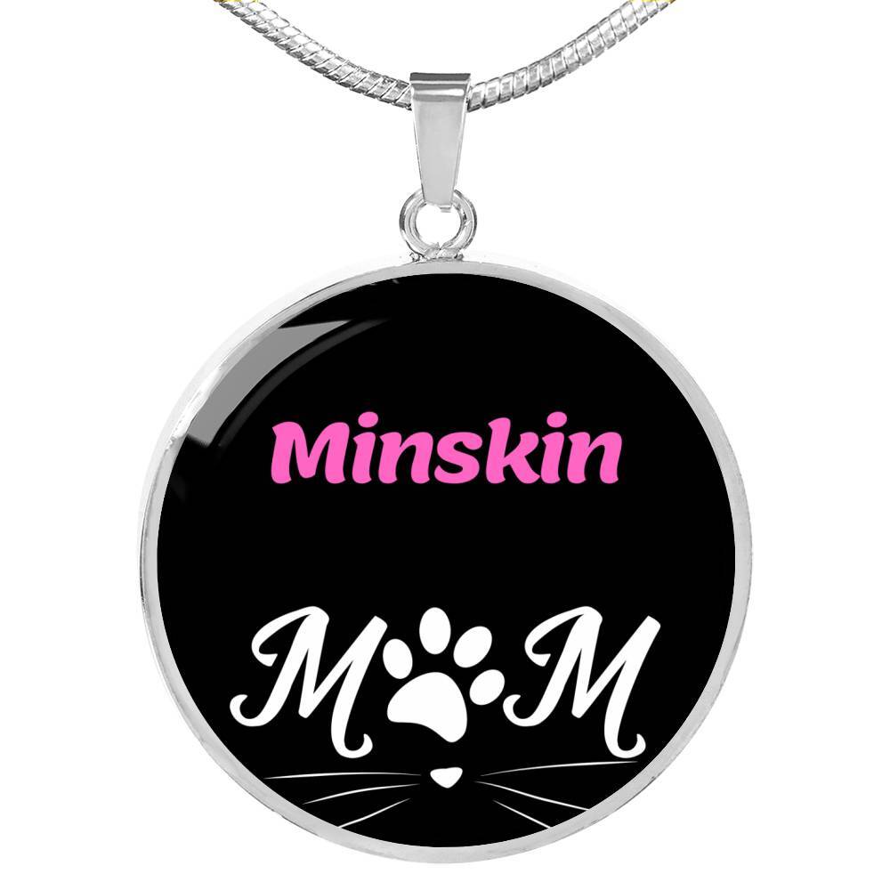 Minskin Cat Mom Necklace Circle Pendant Stainless Steel or 18k Gold 18-22