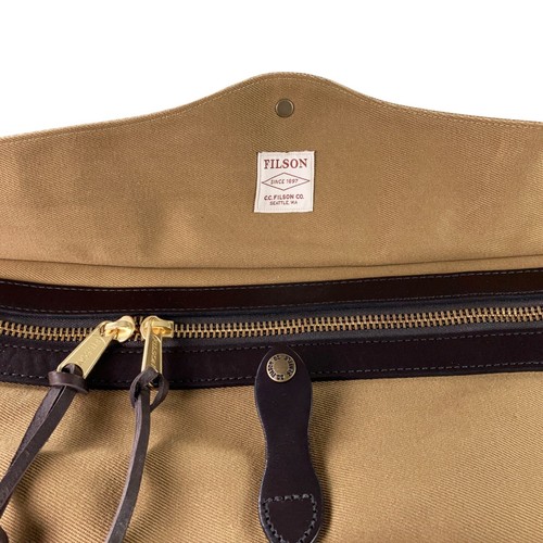 Bolso de Lona Filson Mediano Resistente Sarga Cuero Brida Tostado Nuevo con Etiquetas - Imagen 6 de 8