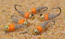 6 Flies - Tungsten Hot Spot Hare's Ear Jig Head Fly - Euro nymph - Hanak Hooks