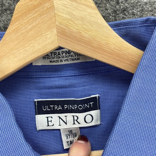 Enro Shirt Men 18 Tall Blue Button Up Collared Long Sleeve Cotton Pockets Casual - Picture 6 of 10