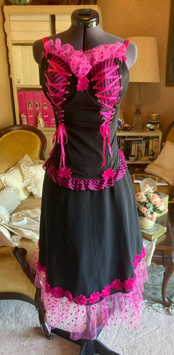 Victorian Saloon Burlesque Dance Steampunk Drag Corset 36C Skirt Costume  Sexy