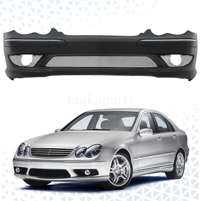 AMG Style Front Bumper Cover W/ Aluminium Lower Grille for Benz W203 2001-2007