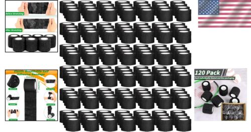 Versatile 2 Inch Elastic Self-Adhesive Bandage Wrap - 120 Rolls for Pets & More - Picture 2 of 10