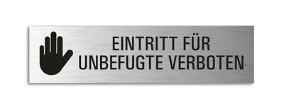 Schild Für Unbefugte verboten 160x40 mm Aluminium gebürstet Edelstahloptik  skl.