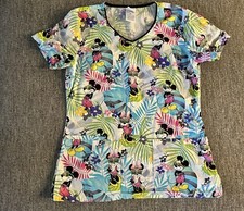 Women  s Size Xs Disney Scrub Top Minnie And Mickey Mouse