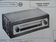 Original Sams Photofact Manual HARMAN KARDON MODEL A-310