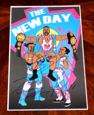 THE NEW DAY KOFI KINGSTON, BIG E & XAVIER WOODS SIGNED 11X17 POSTER WWE RAW NXT!