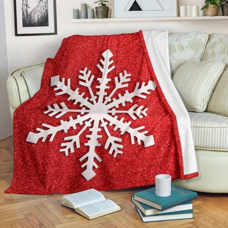 Christmas Snowflake Blanket Throw Fleece Cozy Couch Sofa Plush