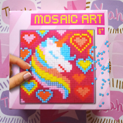 Mosaik-Bastelset Einhorn 10 x 10 cm Mosaic Art, für Kinder ab 6 Jahren