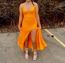 Orange Sparkly Prom Dress