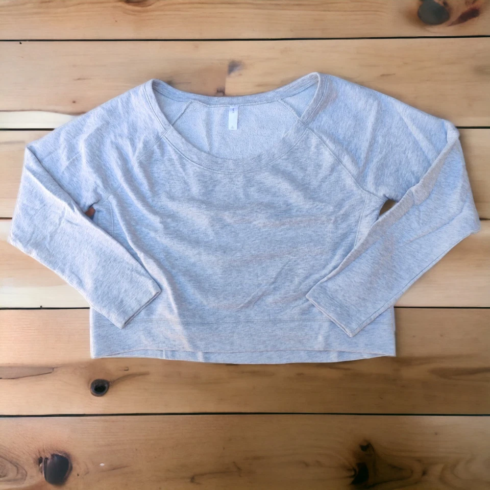Sweat Crop Top Femme GAP Col Large Gris Oversize Taille S - Photo 2/4